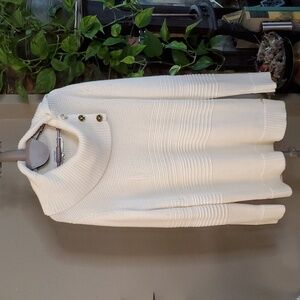 Calvin Klein Cream White Sweater w/ Gold CK Details sz. L